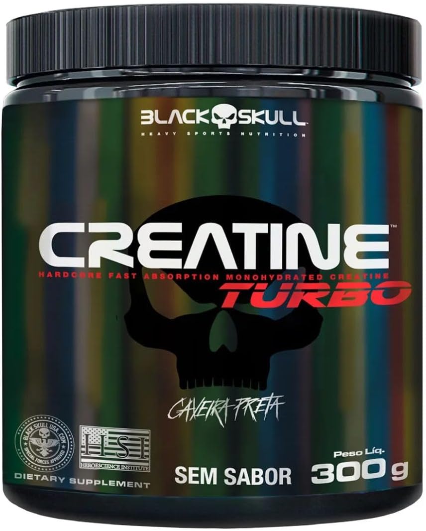 Creatina Turbo Black Skull 300g - Sem Sabor