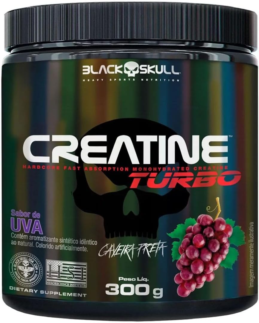 Creatina Turbo Black Skull 300g - Sabor Uva