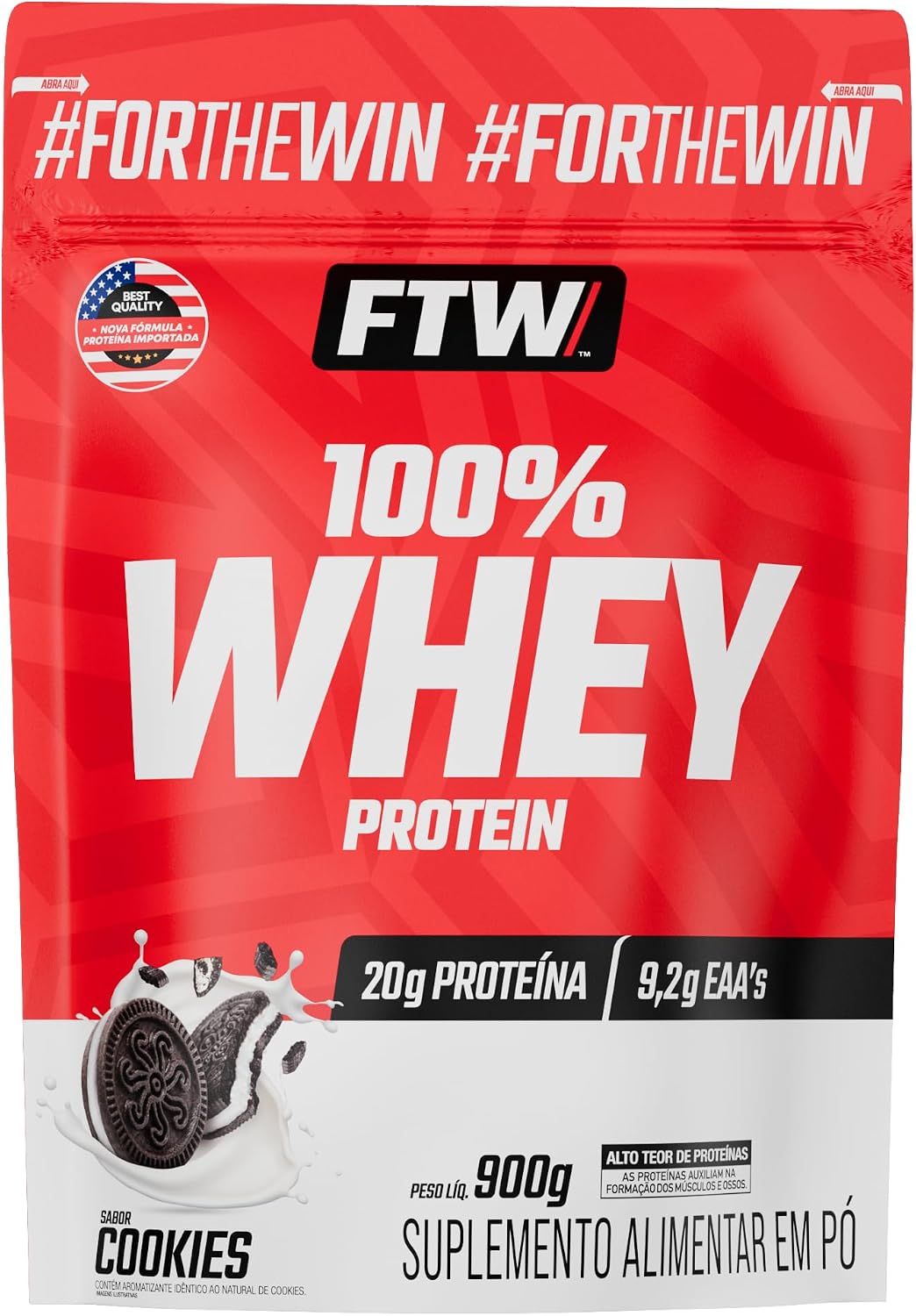 WHEY PROTEIN 100% FTW 900g - Sabor Cookies REFIL