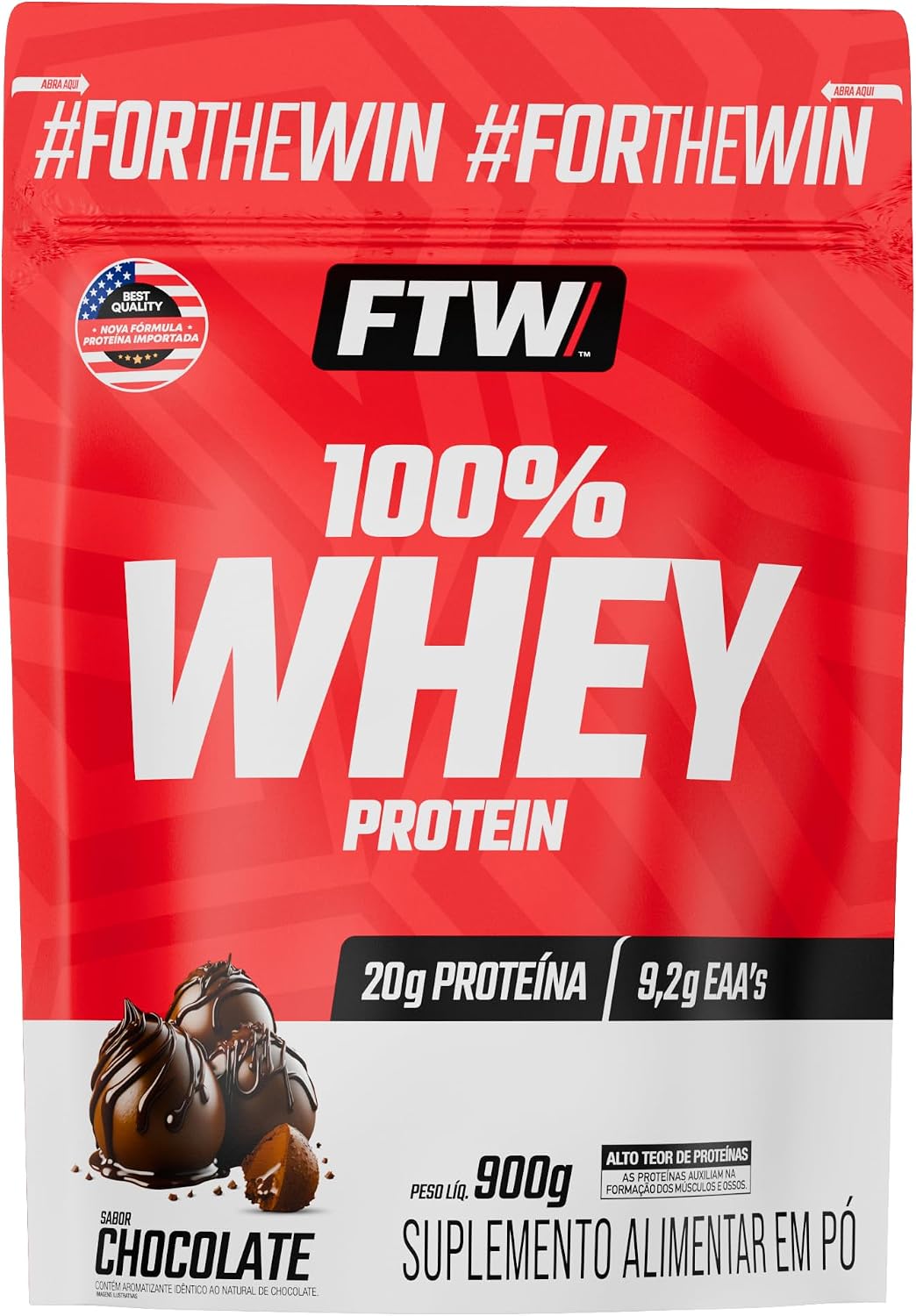 WHEY PROTEIN 100% FTW 900g - Sabor Chocolate REFIL