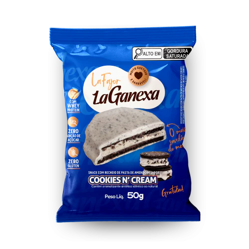 CAIXA (12un.) - La Fajor (La Ganexa) com Whey Protein Sabor Cookies N' Cream - 50g un. - Imagem 2