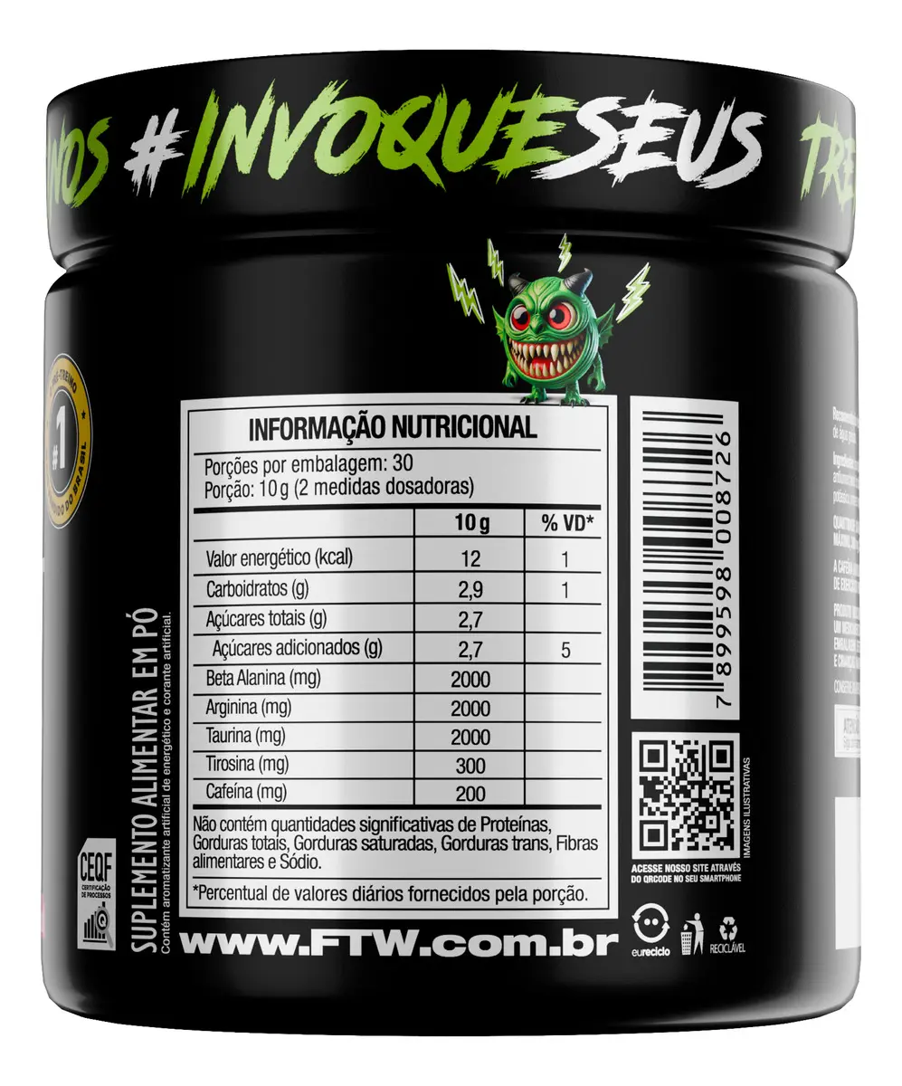 Pré-Treino Diabo Verde FTW 300g - Sabor Frutas Vermelhas - Imagem 2