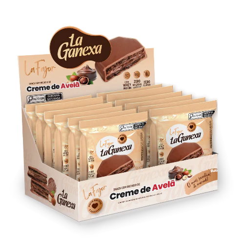 CAIXA (12un.) - La Fajor (La Ganexa) com Whey Protein Sabor Creme de Avelã - 50g un.